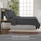 Split King Sheets by Pure Bamboo, Genuine 100% Organic Viscose Derived from Bamboo Bed Sheet Set, Soft & Cooling, Double Stitching *Not for Split Top (Split King, Charcoal)