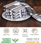 Urban Villa Cotton Dish Cloth Set of 8, Highly Absorbent Super Soft Quick Drying 12x12 Inch Dish Cloths for Kitchen Cleaning & Drying Dishes Mitered Corner Trendy Stripes Kitchen Towels - Grey/White