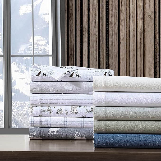 Eddie Bauer - Full Sheets, Cotton Flannel Bedding Set, Brushed For Extra Softness, Cozy Home Decor (Woodland Friends, Full)