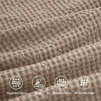 Bedsure Cotton Duvet Cover Twin - 100% Cotton Waffle Weave Khaki Duvet Cover Twin Size, GentleSoft™ and Breathable Tan Bedding Set for All Season, 2 Pieces, 68"x90"