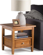 SIMPLIHOME Warm Shaker Solid Wood 20 inch Wide Rectangle Transitional End Side Table in Light Golden Brown for The Living Room and Bedroom