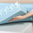 Best Price Mattress 4 Inch Egg Crate Memory Foam Mattress Topper with Cooling Gel Infusion, CertiPUR-US Certified, Twin, Dorm Essentials, Light Blue