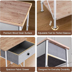 VECELO Nightstand with Drawer, Set of 2, Small Bedside Table with Storage and Adjustable Metal Legs, Wood End Table for Bedroom or Living Room, Perfect for Small Spaces and Modern Décor, Light Brown