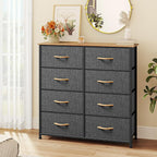 YITAHOME Fabric Dresser with 8 Drawers - Tall Storage Dresser, Chest of Drawers for Closet, Living Room, Hallway, Closets - Sturdy Steel Frame, Wooden Top & Easy Pull Fabric Bins
