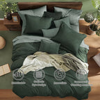 Monbix Oversized Queen Comforter Set - 7 Pieces Cationic Dyeing Deep Forest Bed in a Bag Bedding Sets with Comforter, Sheets, Pillowcases & Shams, Reversible Bedding Comforters Sets