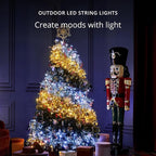 Twinkly Strings 250 White LED, LED Light String for Outdoor and Indoor, White Christmas Lights from Warm to Cool, Mappable LEDs, Compatible with Alexa, Google Home, IP44, App Control, Black Wire, 65ft