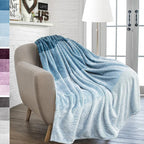 PAVILIA Blue Ombre Fleece Throw Blanket for Couch, Soft Flannel Blanket for Sofa Bed Room, Plush Lightweight Turquoise Light Blue Gradient Blanket, Cozy Microfiber Decorative Gift Throw, 50x60