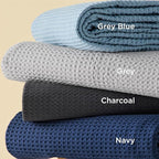 Bedsure Cotton Duvet Cover Set - 100% Cotton Waffle Weave Navy Duvet Cover Oversized King Size, GentleSoft™ and Breathable Bedding Set for All Season, 3 Pieces, 120"x98"