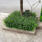 Fake Outdoor Plants Artificial Monkey Grass 12 Bundles Purple Faux Flowers for Outdoors Plastic Plant Outside Porch Patio Yard Planters Window Box Decor (12 Bundles Purple Monkey Grasses)