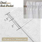 Aiyufeng Kirei Linen White Sheer Curtains - 2 Pieces, Elegant, Natural Light Flow, Rich Quality Material, Highly Durable Window Curtain Panels for Bedroom/Living Room (40" W x 63" L, Pure White)