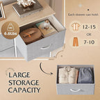 WLIVE Fabric Dresser for Bedroom, Tall Dresser with 8 Drawers, Storage Tower with Fabric Bins, Double Dresser, Chest of Drawers for Closet, Playroom, Dormitory, Light Grey