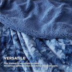Bedsure GentleSoft Sherpa Fluffy Throw Blanket - Fleece Warm and Cozy Throw for Women Gift, Plush & Fuzzy Faux Christmas Fur Blanket for Couch, Sofa, Bed Decor, Tie Dye Design, Indigo, 50x60 Inches
