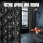 NICETOWN Black Voile Sheer with Glitter Silver Web, Grommet Halloween Spider Pattern for Window Decor, Party & Seasonal Home, W54 x L96, 2 Panels