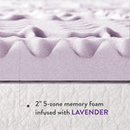 Mellow 2 Inch 5-Zone Memory Foam Mattress Topper, Soothing Lavender Infusion, Dorm Essentials, Full