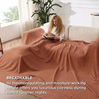 Bedsure Cooling Cotton Waffle Oversized King Blanket - Lightweight Breathable Rayon Derived from Bamboo for Hot Sleepers, Luxury Throws for Bed and Sofa, 120x96 Inches