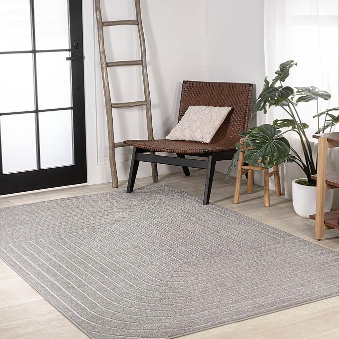Eyely NCS101B-4 Scandinavian Odense Minimalist Angle Geometric Indoor Area Rug, Modern, Contemporary, Coastal, Bohemian, Bedroom, Kitchen, Living Room, Non Shedding, Gray/Ivory, 4' x 6'