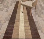 Custom Size Modern Geometric Pattern Carpet Runner Rug for Hallways, Slip Resistant Latex Rubber Backed, 31 inch Wide X Customized Length, Squares Brown, 31 inch X 4 feet, Doormat Size