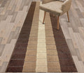Custom Size Modern Geometric Pattern Carpet Runner Rug for Hallways, Slip Resistant Latex Rubber Backed, 31 inch Wide X Customized Length, Squares Brown, 31 inch X 31 feet