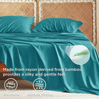 Bedsure King Size Sheets Set, Cooling Sheets for Hot Sleepers, Rayon Derived from Bamboo, Breathable & Soft, Deep Pocket Up to 16 Inches, Hotel Luxury Silky Bedding, Turquoise