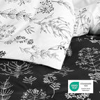 Bedsure Full Comforter Set - Black Bed Set, 3 Pieces Cute Floral Bedding, 1 Soft Reversible Botanical Flowers Comforter and 2 Pillow Shams