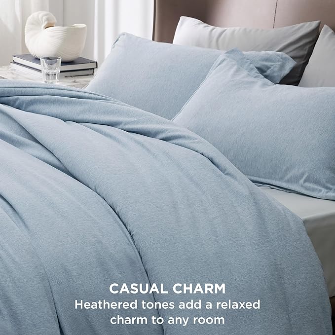 Bedsure King Size Comforter Set - Light Blue Soft Bedding for All Seasons, Cationic Dyed Bed Set, 3 Pieces, 1 King Size Comforter (104"x90") and 2 Pillow Shams (20"x36"+2")