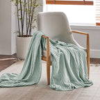 Bedsure Cooling Cotton Waffle Twin XL Blanket - Lightweight Breathable Blanket of Rayon Derived from Bamboo for Hot Sleepers, Luxury Throws for Bed, Couch and Sofa, Mint Green, 66x90 Inches