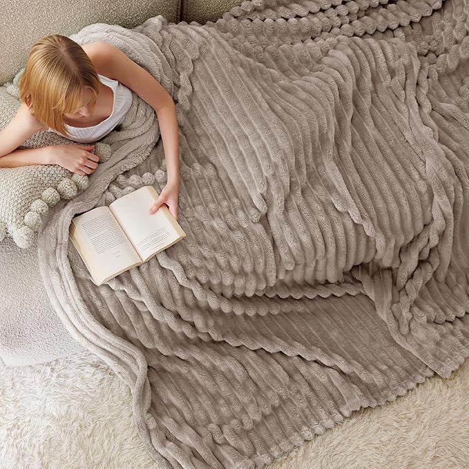 Bedsure GentleSoft Mocha Meringue Fleece Blanket for Couch - Cozy Soft Blankets for Women, Cute Small Throws for Girls, 108x90 Inches