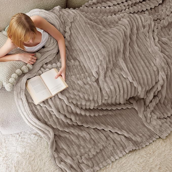Bedsure GentleSoft Mocha Meringue Fleece Blanket for Couch - Cozy Soft Blankets for Women, Cute Small Throws for Girls, 90x90 Inches