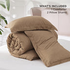 Bedsure Queen Comforter Set - Brown Soft Bedding for All Seasons, Cationic Dyed Bed Set, 3 Pieces, 1 Queen Size Comforter (90"x90") and 2 Pillow Shams (20"x26"+2")