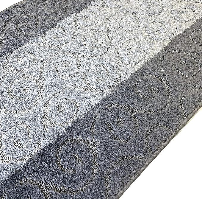 Custom Size Modern Runner Rug Carpet for Hallway Entryway Foyer Kitchen, Slip Resistant Latex Rubber Backed 31 inch Wide X Customized Length, Scroll Grey, 31 inch X 13 feet