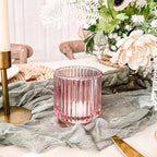 Blush Pink Vintage Ribbed Glass Tealight Votive Candle Holders by Kate Aspen (Set of 6), Pink Decor, Boho Decor, Shelf Decoration, Rose Gold Look | Perfect Hostess Gift