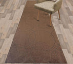 Custom Size Modern Geometric Pattern Carpet Runner Rug for Hallways, Slip Resistant Latex Rubber Backed, 31 inch Wide X Customized Length, Circles Brown, 31 inch X 10 feet