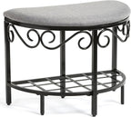 Mango Steam Half Moon Shoe Bench - Vanity Seat/Dressing Stool/Makeup Chair - Heather Gray