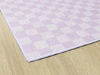 Flagship Carpets Schoolgirl Style Smiley on Lavender Checkerboard Educational Area Rug for Kids Room Seating Décor, Children's Classroom, Play Carpet for Teaching and Playroom, 7'6" x 12', Purple