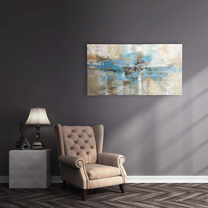 Morning Fjord by Silvia Vassileva | Woven Tapestry Wall Art Hanging | Abstract Scandinavian Landscape Artwork | 100% Cotton USA Size 63x34