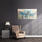 Morning Fjord by Silvia Vassileva | Woven Tapestry Wall Art Hanging | Abstract Scandinavian Landscape Artwork | 100% Cotton USA Size 63x34