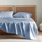 Bedsure Cooling Sheets Twin, Rayon Derived from Bamboo, Breathable & Soft Twin Sheets Set, Deep Pocket Up to 16 Inches, Hotel Luxury Silky Bedding for Hot Sleepers, Dusty Blue