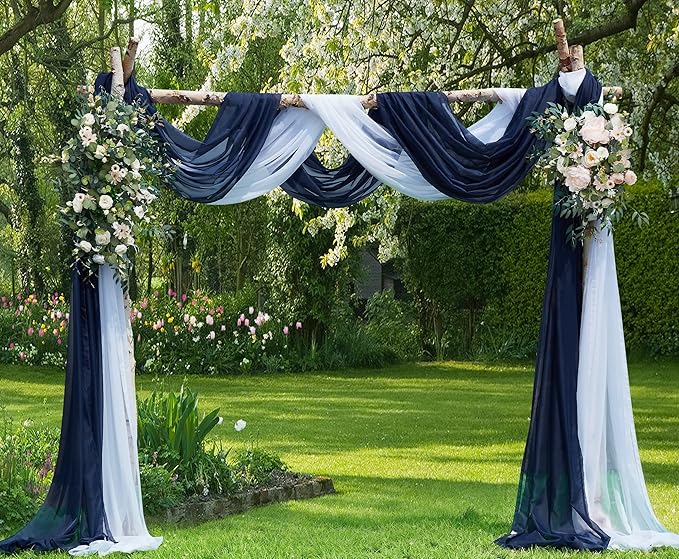 Warm Home Designs 24 Feet Long Royal Navy Blue Sheer Window Scarf. These XXL Length Valance Scarves 54 X 288 Inches in Size. Great as Bed Canopy or Wedding Arch Draping Fabric. AM Navy Blue 288"