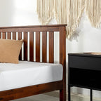 Mellow Marley 14 Inch Solid Wood Platform Bed with Paneled Headboard, Espresso, Queen