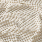 Bedsure Cooling Cotton Waffle Queen Size Blanket - Lightweight Breathable Blanket of Rayon Derived from Bamboo for Hot Sleepers, Light Beige, 90x90 Inches