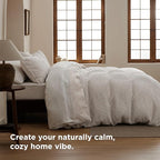 Bedsure Waffle Duvet Cover Queen - Pure Cotton Duvet Cover Linen Color, Space-Dyed for Enhanced Bedroom Aesthetics, GentleSoft™ and Stylish All-Season, 3-Piece Bedding Set with Button Closure, 90"x90"