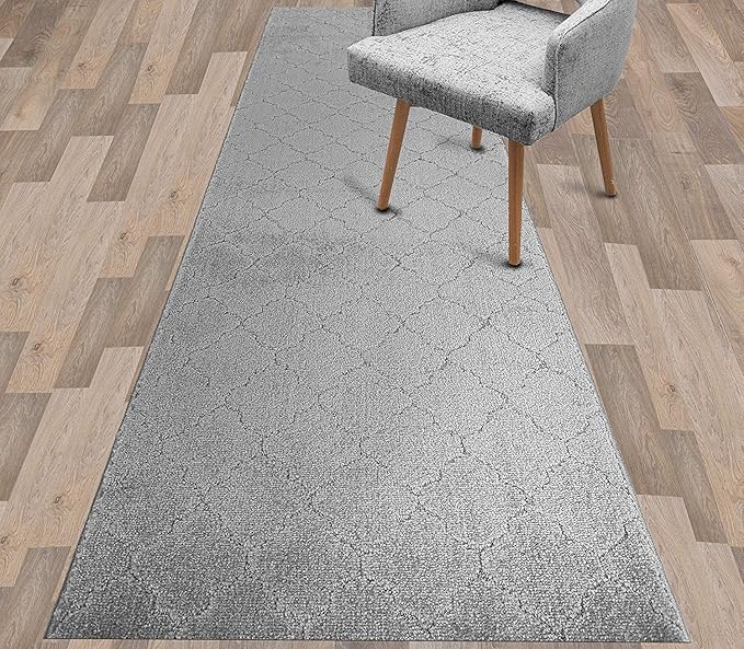 Custom Size Modern Runner Rug Carpet for Hallway Entryway Foyer Kitchen, Slip Resistant Latex Rubber Backed 31 inch Wide X Customized Length, Clouds Grey, 31 inch X 29 feet