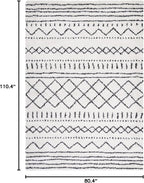 SAFAVIEH Arizona Shag Collection Area Rug - 6'7" x 9'2", Ivory & Black, Moroccan Design, Non-Shedding & Easy Care, 1.6-inch Thick Ideal for High Traffic Areas in Living Room, Bedroom (ASG741Z)