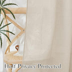 RYB HOME Linen Sheer Curtains - Semi Sheer Light Filtering Privacy Curtains, Country Rustic Window Draperies for Living Room Closet Nursery Doorway, W 52 x L 72, 2 Panels, Beige