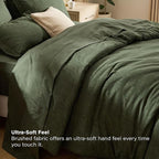 Bedsure King Size Comforter Set Dark Green - Bed in a Bag King Bedding 7 Pieces, Cationic Dyed Bed Set, Dark Green Soft Bedding for All Seasons Comforter with Sheets, Pillowcases & Shams