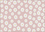 Flagship Carpets Schoolgirl Style Retro Daisies on Pink Educational Area Rug for Kids Room Seating Décor, Children's Classroom, Play Carpet for Teaching and Playroom, 5' x 7'6"