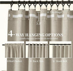 KangBang 100% Blackout Linen Curtains 90 Inches Long, Black Out Linen Curtains for Living Room 2 Panels, Back Tab/Rod Pocket/Hook Belt Thermal Insulated Drapes, Farmhouse Luxury Burlap Drapes, W52xL90