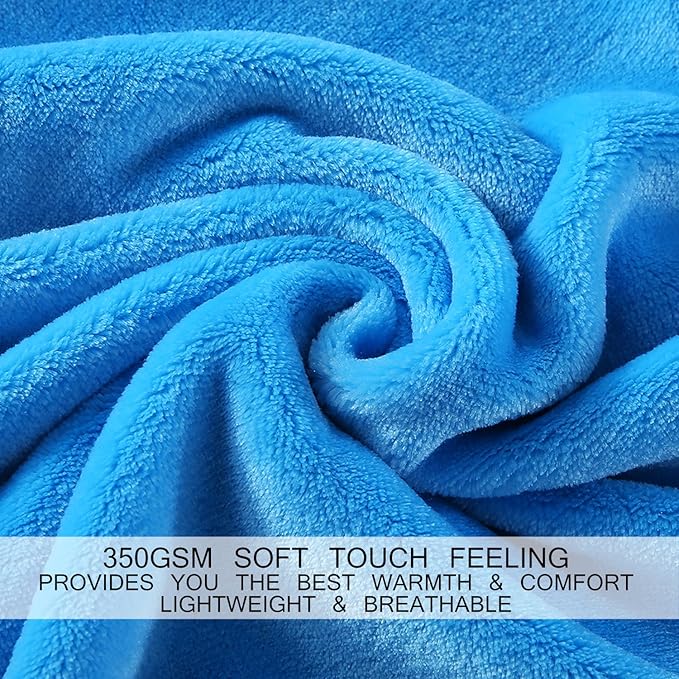 HOZY Soft Blanket King Size Fleece Warm Fuzzy Throw Blankets for The Bed Sofa Lightweight 350GSM Sky Blue 90"*108"