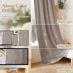 RYB HOME Semi Sheer Curtains 84 inches Long, Linen Texture Wave Fabric Privacy Sheer Window Curtains for Living Room Bedroom Dining, Birch Brown, Wide 52 x Long 84 inch per Panel, 2 Panels