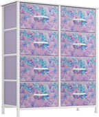 YITAHOME Purple Fabric Dresser Drawer, Tall Storage with 8 Drawers, Dresser & Chest of Drawers, Storage Drawer Organizer for Closet, Living Room, Closets
